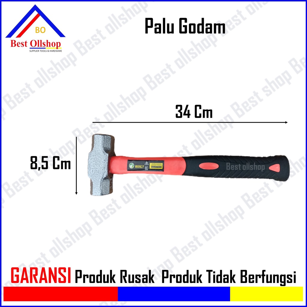 Palu Besi Kepala Batu Bogem Godam Bodem Gagang Fiber 2 Lb Murah