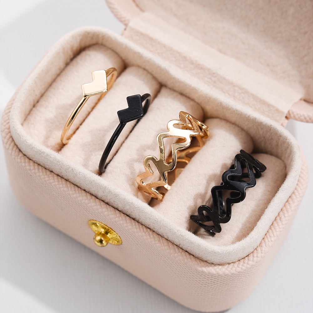 Adjustable Terbuka Elegan Indah Hadiah Wanita Fashion Perhiasan Sederhana Trendi Logam Cinta Berbentuk Hati Jari Cincin Halus Tipis Halus Pesta Rings Wanita