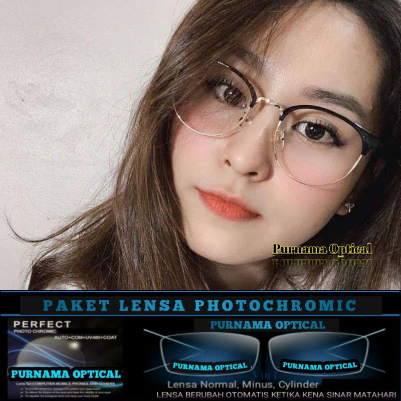 Frame Kacamata PAKET PHOTOCROMIC Frame Round Metal Kacamata Pria Wanita