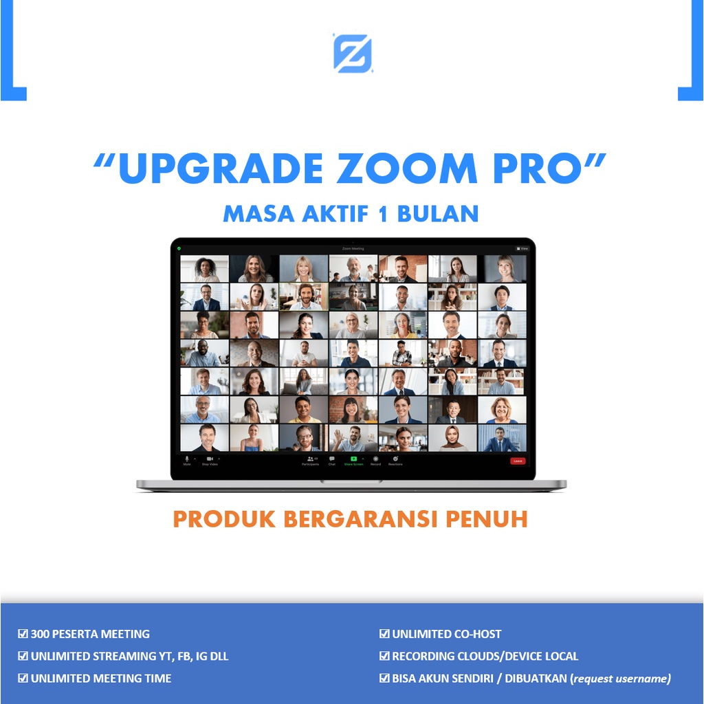 Jual ZOOM PREMIUM 1 BULAN [300 PESERTA] Shopee Indonesia