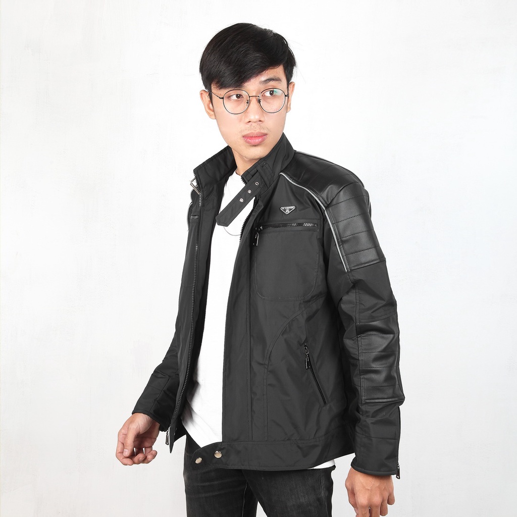 AL-Leather Jaket Pria Malcolm Merlyn Kombinasi Kulit Bonding Premium Tahan angin &amp; air