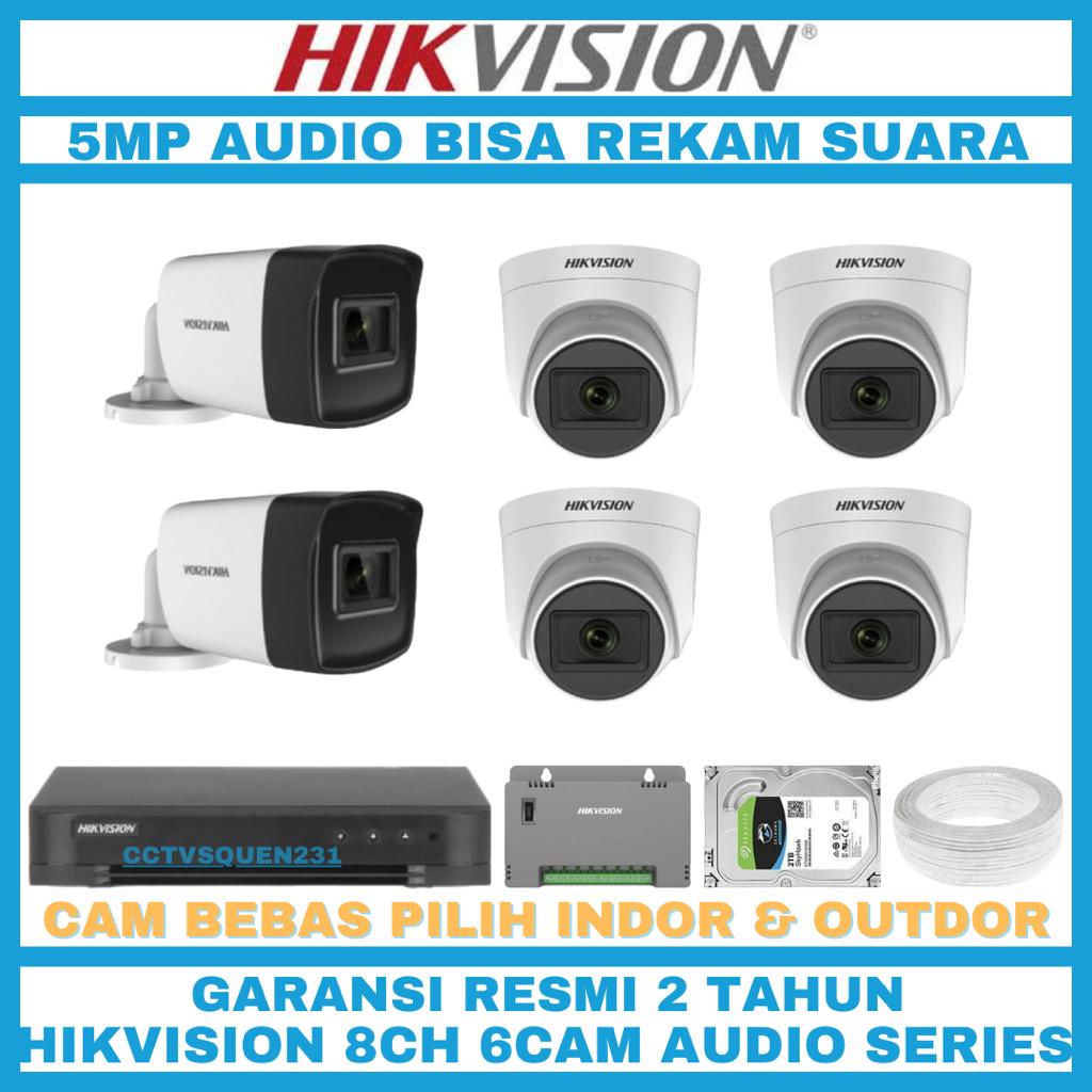 PAKET CCTV HIKVISION 5MP 8 CHANNEL 6 CAMERA 5MP TURBO HD TVI CAMERA CCTV KOMPLIT