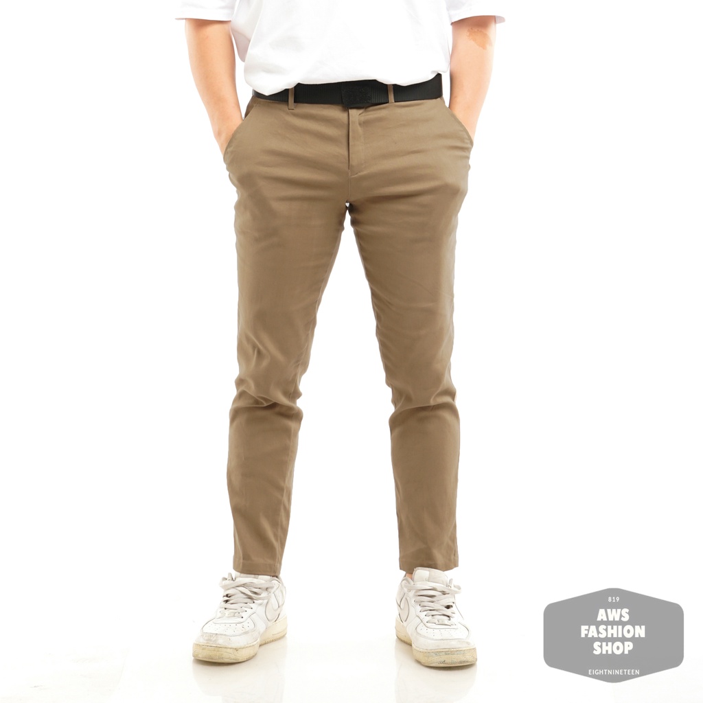 Celana Chino Pria Celana Panjang Pria PREMIUM QUALITY Dark Khaki