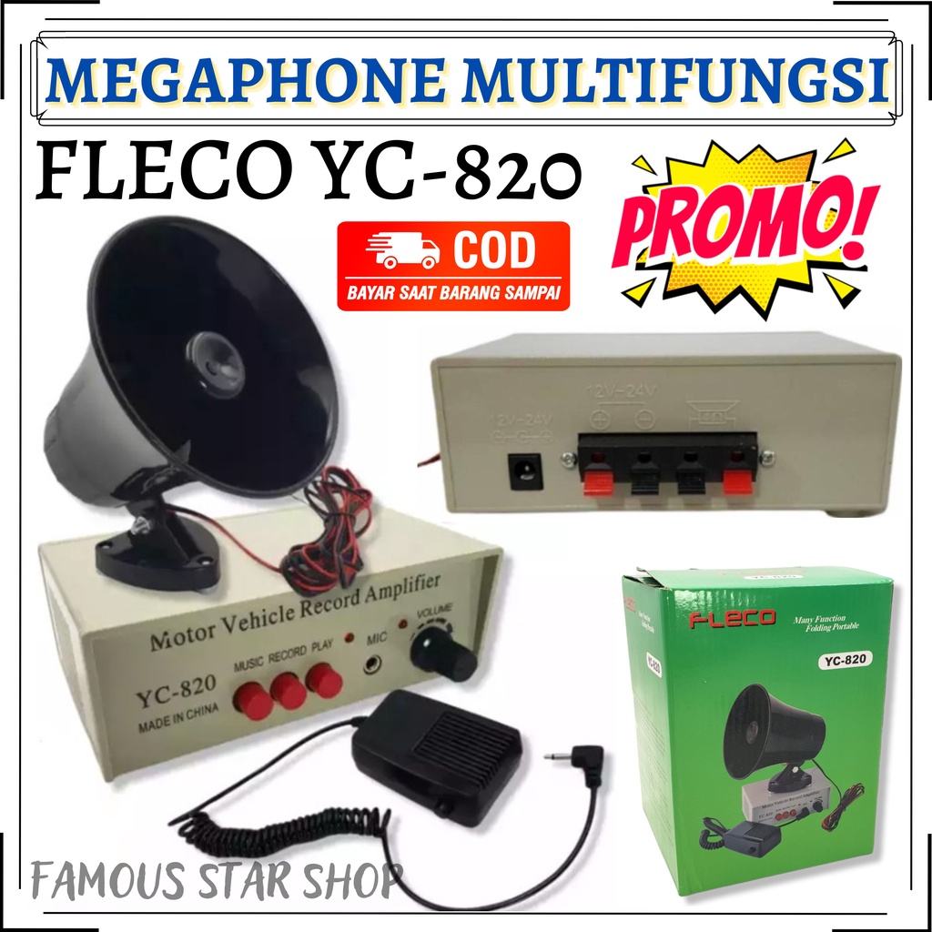 Toa Fleco YC 820 - Toa Mobil Fleco YC 820 - Megaphone Mobil - Pembesar Suara Fleco YC 820 | Toa Amplifier Mini Megaphone Mobil Perekam Suara FLEC0 YC-820 | FMS