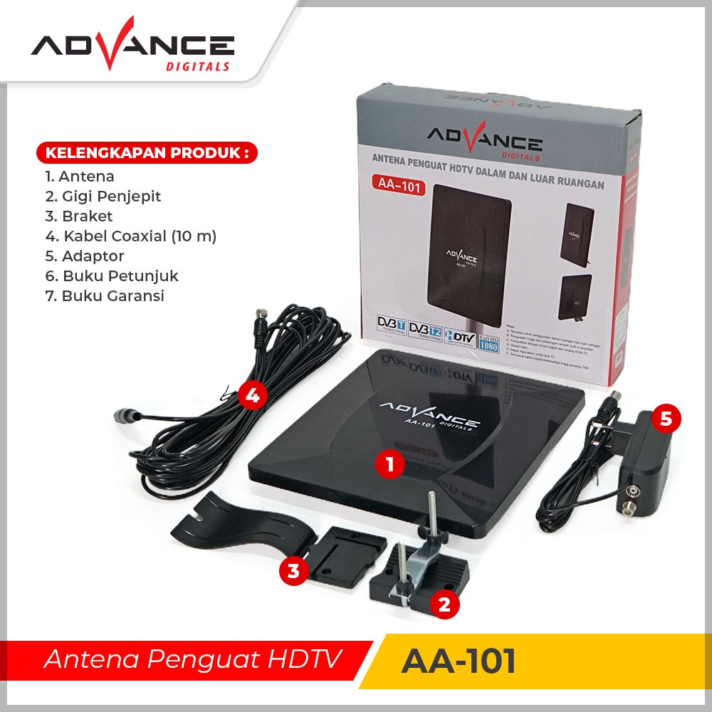 ANTENA Antena Tv Digital AA-101 Compatible Sinyal TV Analog / Digital Dalam dan Luar Bisa Untuk Dua TV