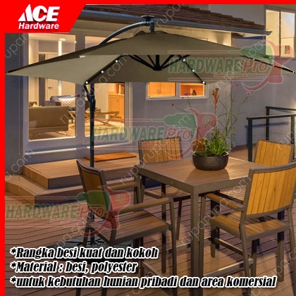Banana Payung Taman Dengan Lampu Led - Krem Kanopi Lipat Taman Krem Banana Umbrella Beige