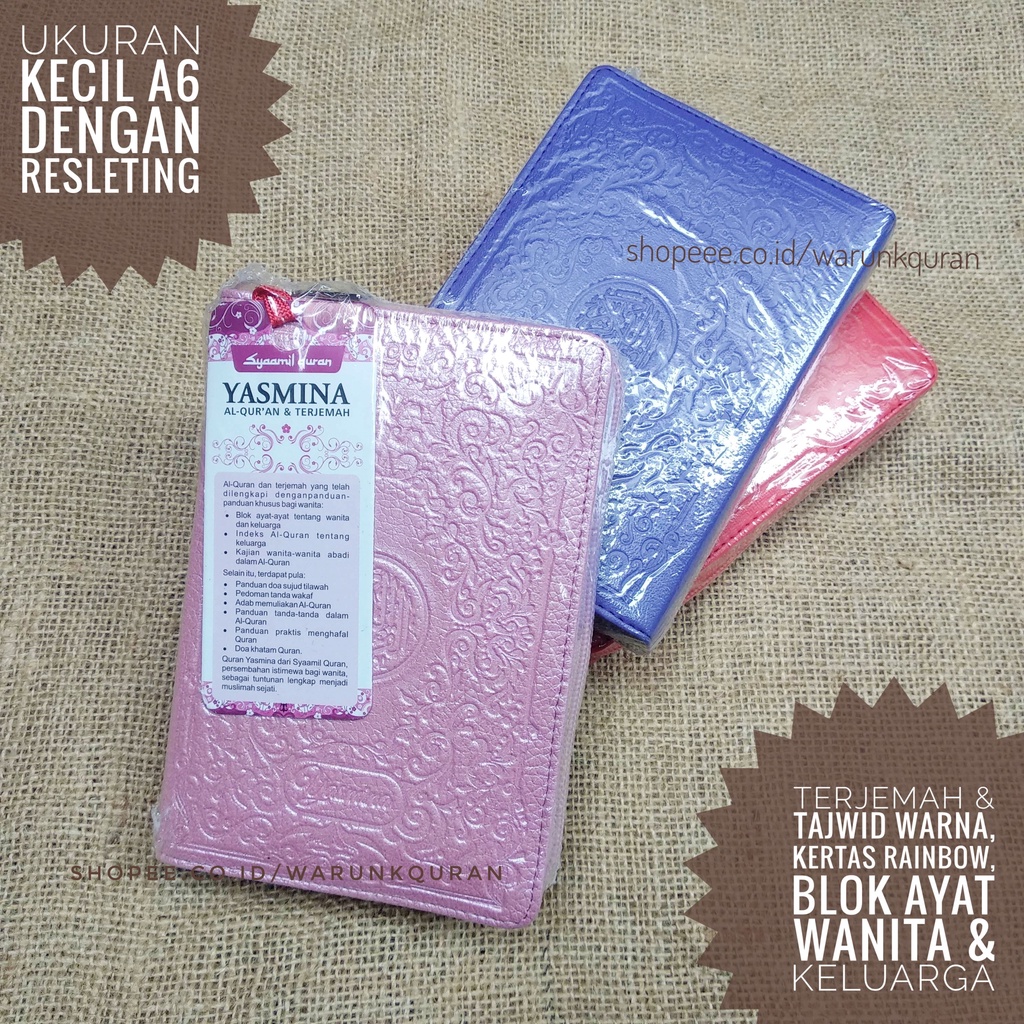 Quran Rainbow Yasmina Jaket Terjemah Resleting Syaamil A6 Kecil