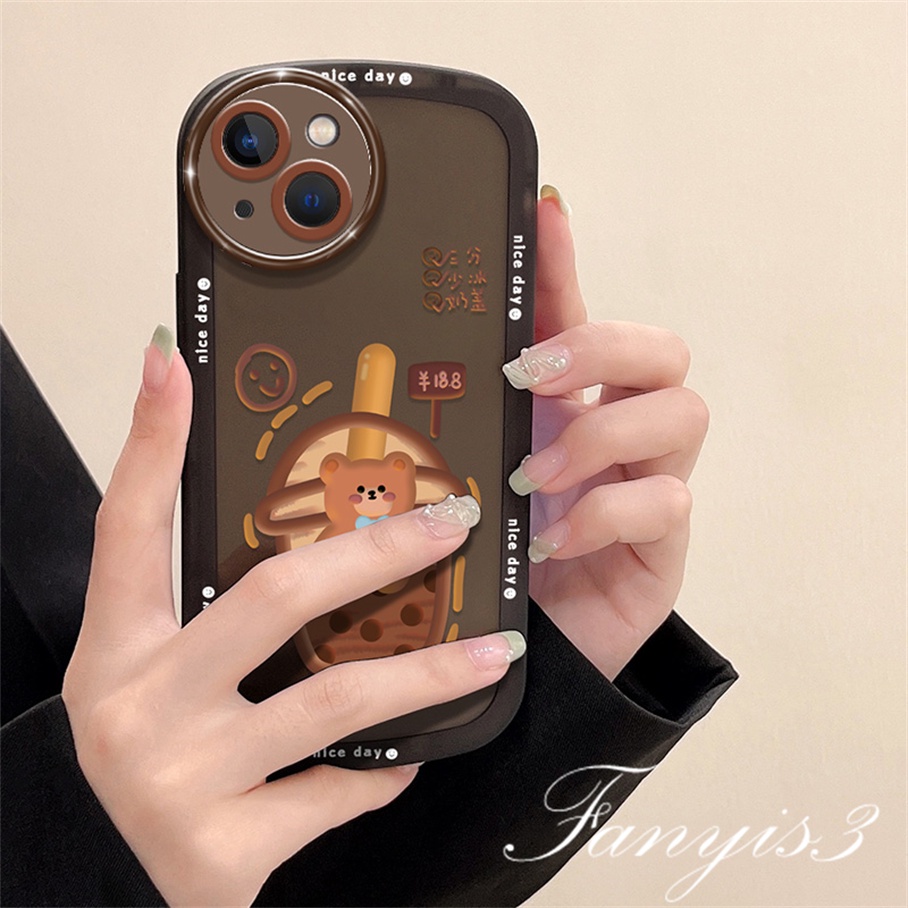 Compatible For iPhone 14 13 12 11 Pro Max X XR Xs Max 8 7 6 6s Plus SE 2020 Soft Case TPU Motif Milk Tea Untuk