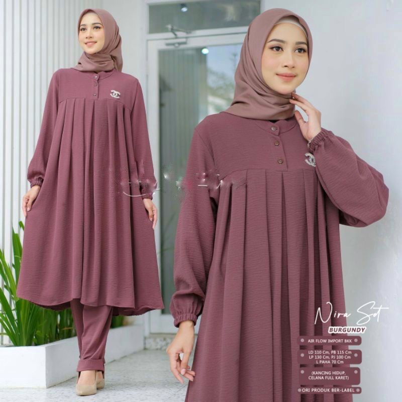 one set setelan tunik crinkle air flow premium one set  jumbo