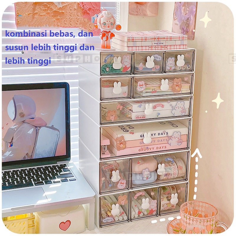 Rak Pensil/Kotak Laci/Kecil Laci Susun/Rak Kecil/Meja Tempat Penyimpanan/Penyimpanan alat tulis /Rak Alat Tulis/Mini Drawer Storage Box/Desk Laci Mini/Desktop Drawer