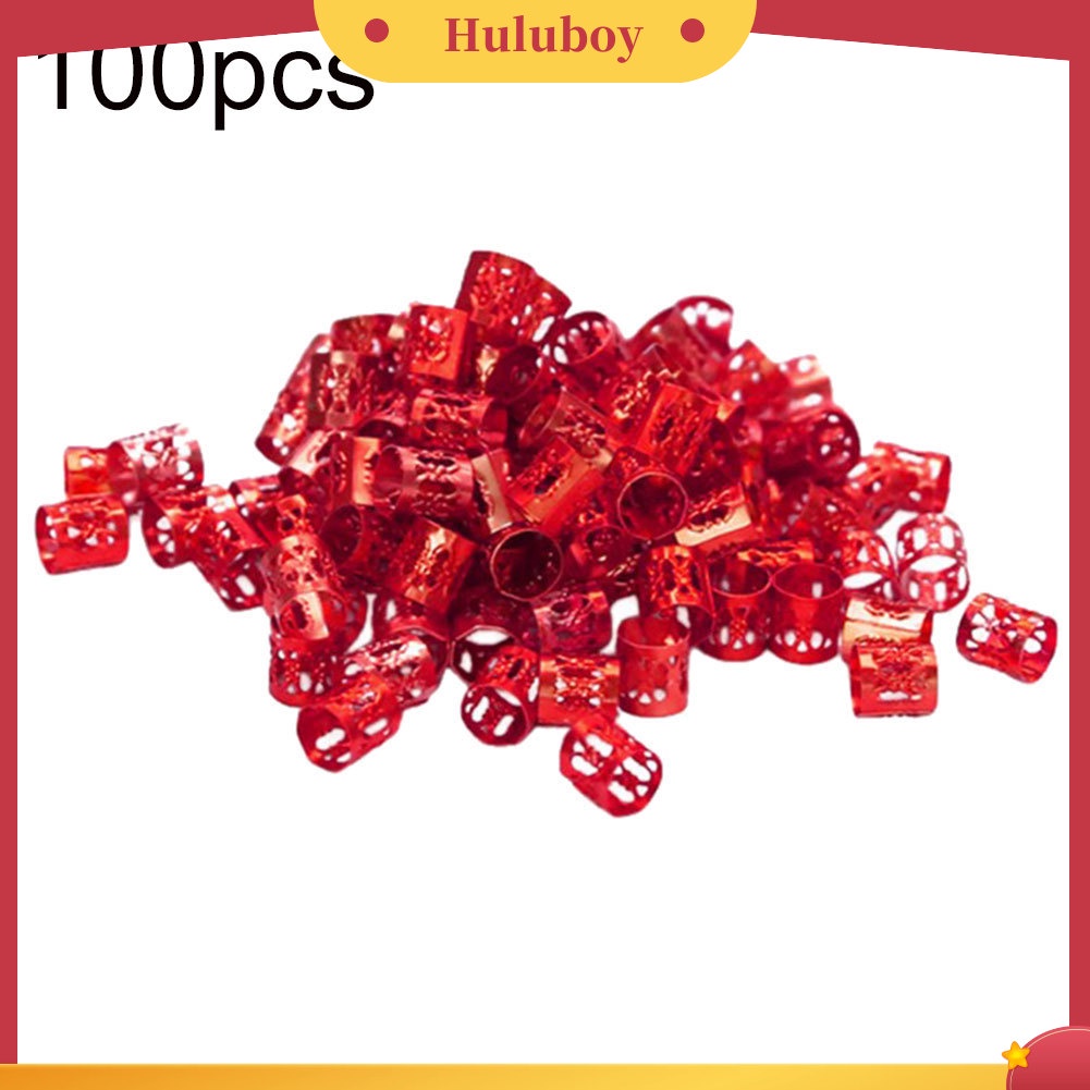 100 Pcs Cincin Tabung Cuff Manik-Manik Rambut Gimbal Dapat Disesuaikan