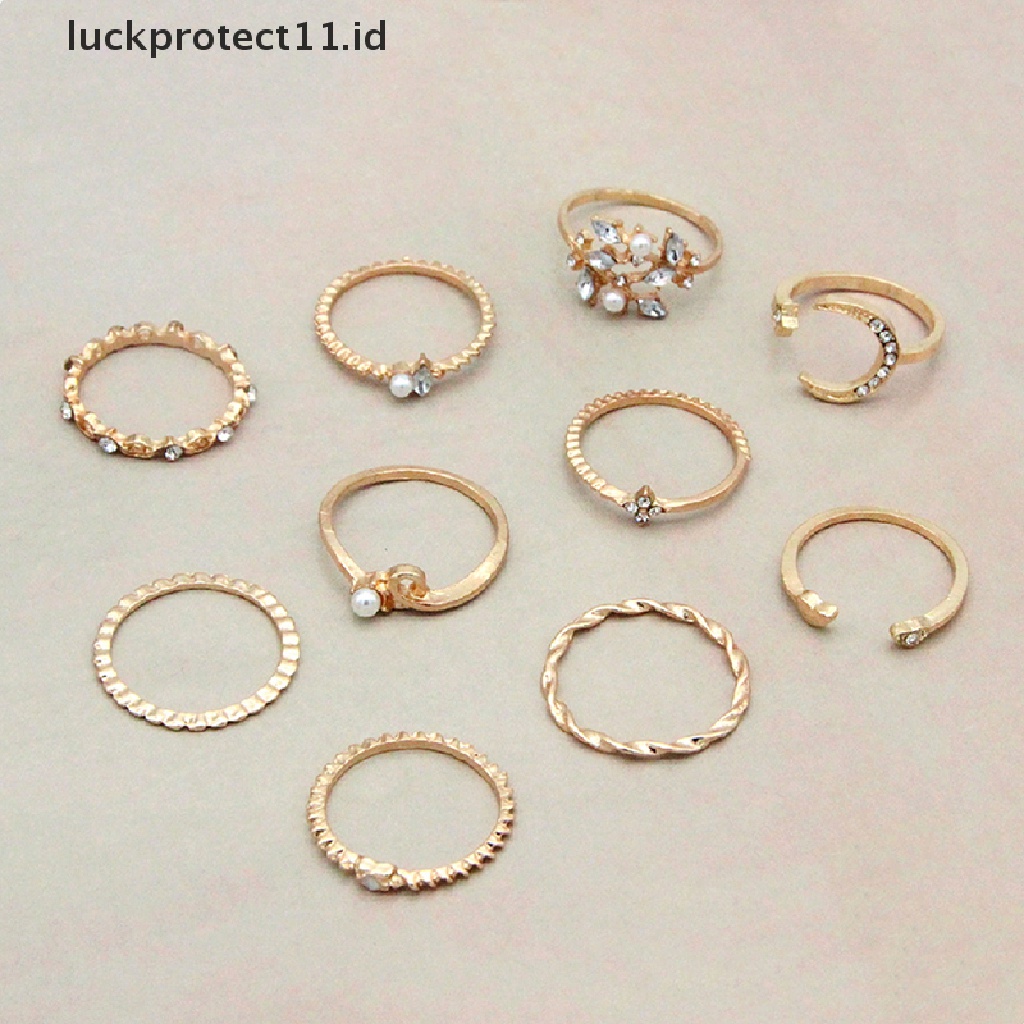 /Fashion Hot// Fashion// 10Pcs/set Cincin Bulan Bintang Wanita Perempuan Bohemian set Perhiasan Hadiah Aksesoris.