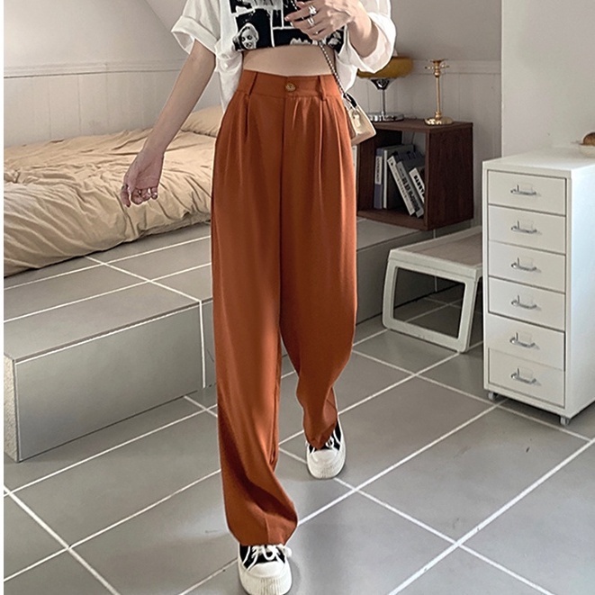 XiaoZhaiNv Celana Wanita Korean Style High Waist Loose Pants 5279