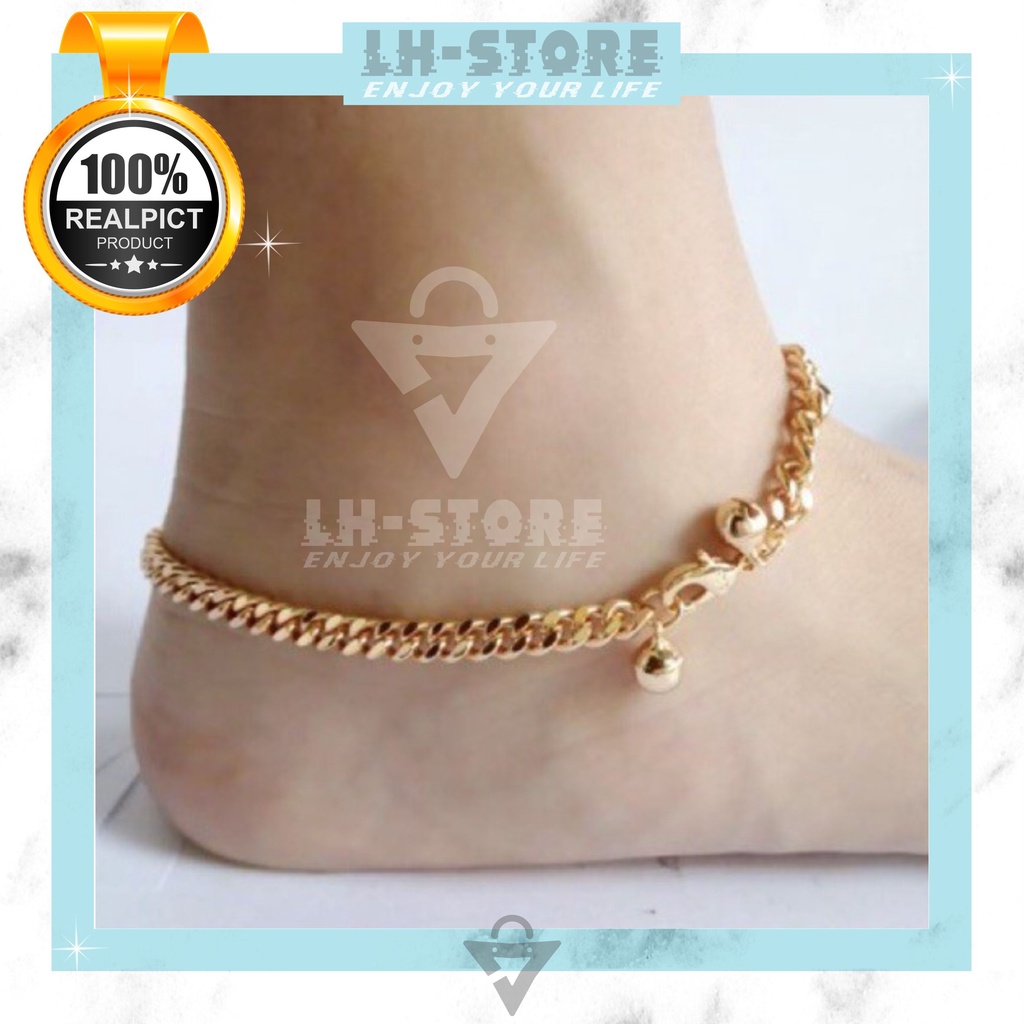 GELANG KAKI TITANIUM RANTAI JARANG PRIA/WANITA ANTI KARAT