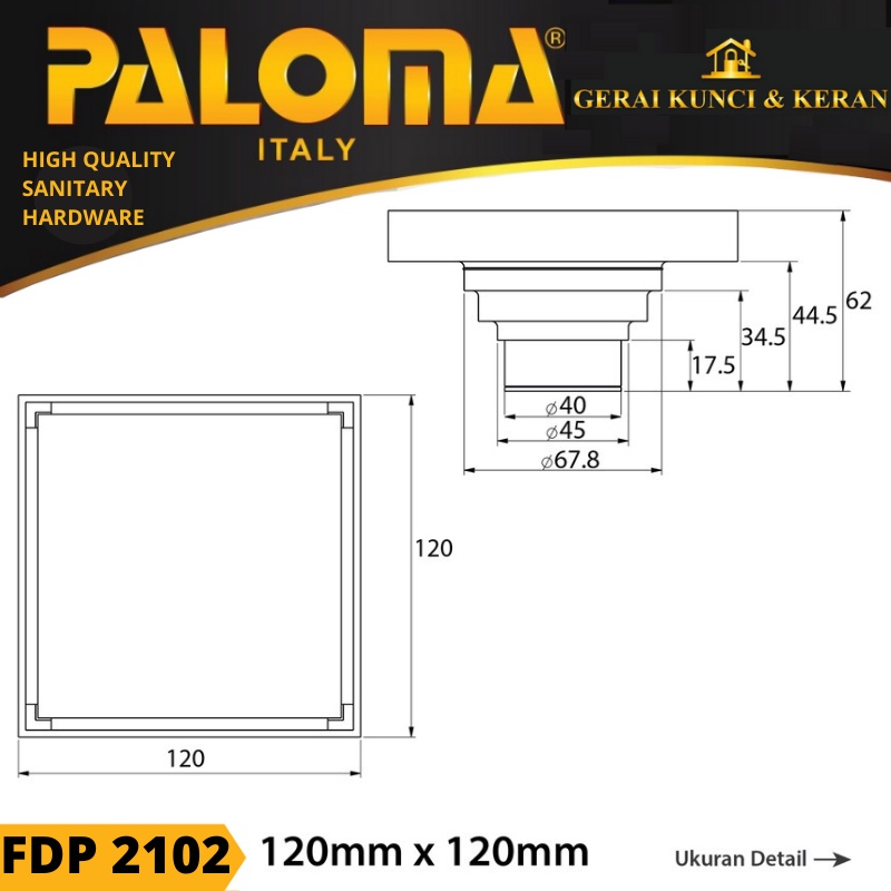 PALOMA FDP 2102 Floor Drain Strainer Saringan Got Kamar Mandi Anti Bau Anti Serangga Anti Tikus