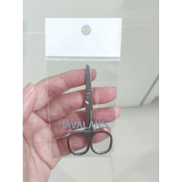 gunting bulu hidung rounded tip stainless havalans / gunting ujung tumpul / gunting alis