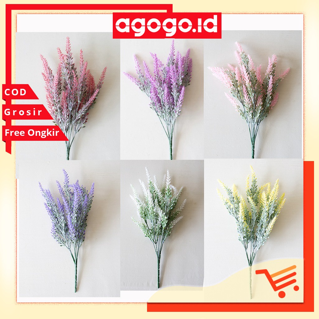 AGG-280 Artificial Flower Lavender 5 Cabang Bunga Palsu Plastik Imitasi Pajangan Hias Dekorasi Kantor Rumah