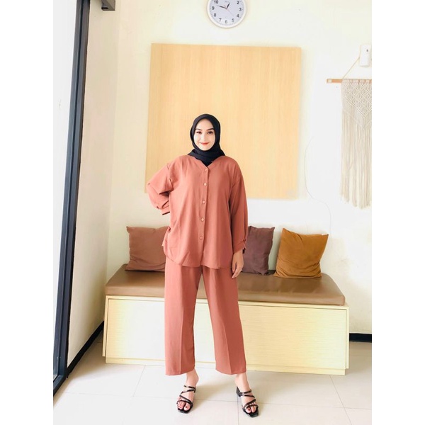 SET WANITA SUPER JUMBO BAHAN AIRFLOW PREMIUM/ SETCEL BIG SIZE