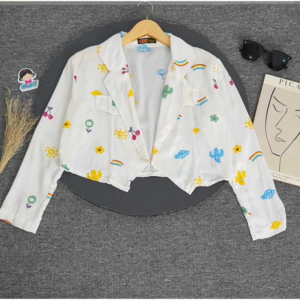 BEFAST - ZFS Blazer KASYA Motif Kiyowo Rayon / YEPPEO RAYON DIAMOND CUTE BLAZER / Blazer Crop Terbaru / Atasan Lengan Panjang / Fashion kekinian Remaja ABG / Outift Wanita Modis / Blazer Motif