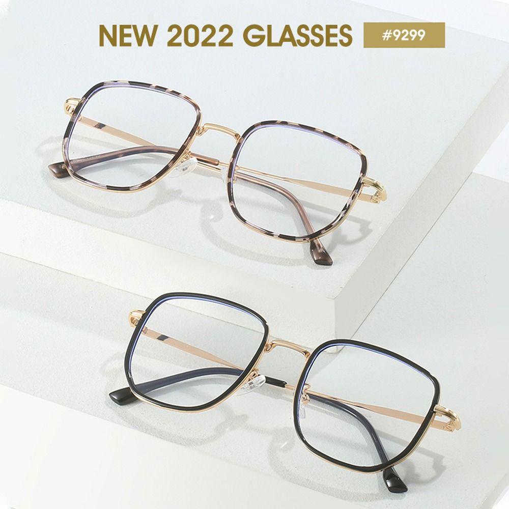 Populer Blue Light Blocking Glasses Vintage Bingkai Bulat Ringan Lensa Bening Kacamata Kotak