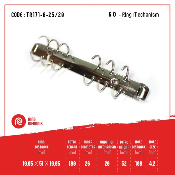 

RING MEKANIK BINDER/AGENDA 6RING TR171-6-25/20