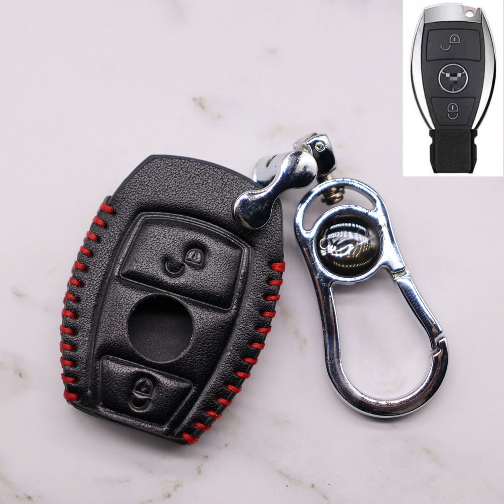 Mercedes-benz Kulit Asli car smart Key Cover Case Tas keyless remote holder Gantungan Kunci keyring casing Pelindung A-Class C-Class E-Class