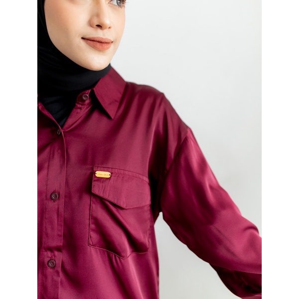 kemeja silk polos - kemeja bahan silk premium - kemeja lengan panjang