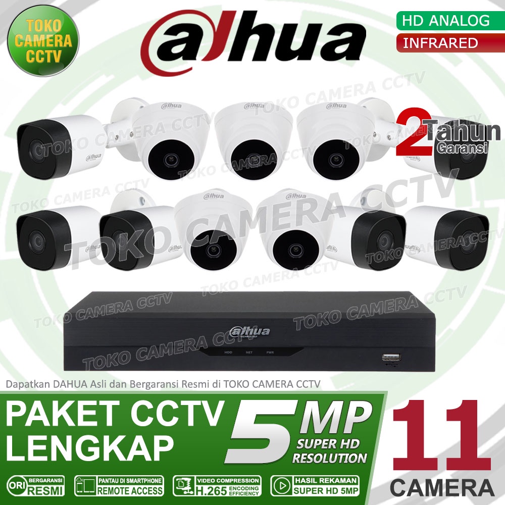 PAKET CCTV DAHUA 5MP 16 CHANNEL 11CAMERA