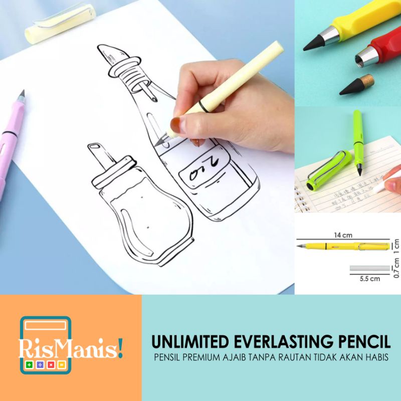 UNLIMITED EVERLASTING PENCIL - 1 pcs Pensil HB Premium Ajaib Tahan Lama Awet Tanpa Rautan Tidak Bisa Habis Eternal Tanpa Batas Pen Alat Tulis Sekolah Peralatan Kantor Stationary Mahasiswa Kuliah