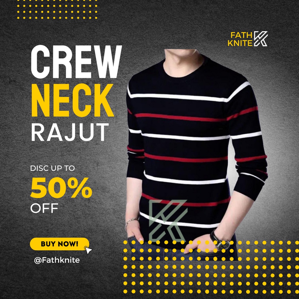 Sweater Rajut Pria Bahan Tebal Modis Korea Style 7 Gauge Motif Garis Tropis baju pria lengan panjang/sweater crewneck pria/baju sweater/jaket rajut pria/kaos rajut pria lengan panjang/rajut pria panjang/Rajut/switer rajut/sweter rajut/suiter rajut/Rajutan