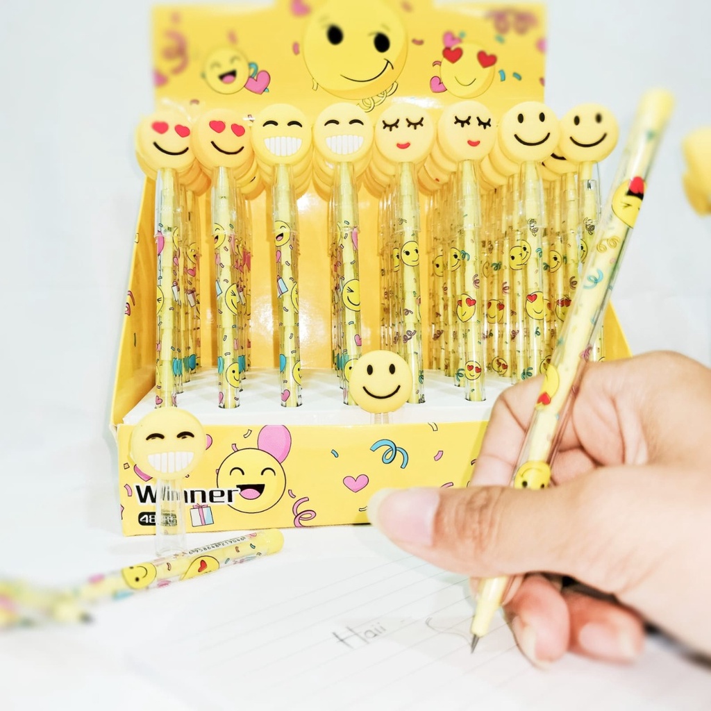 PENSIL SUSUN EMOJI CUTE LUCU MOTIF UNIK ALAT TULIS ANAK HARGA TERMURAH PENSIL IMUT BENTUK EMOTICON STATIONARY FANCY BEST QUALITY LIMITED EDITION READY GROSIR DAN COD