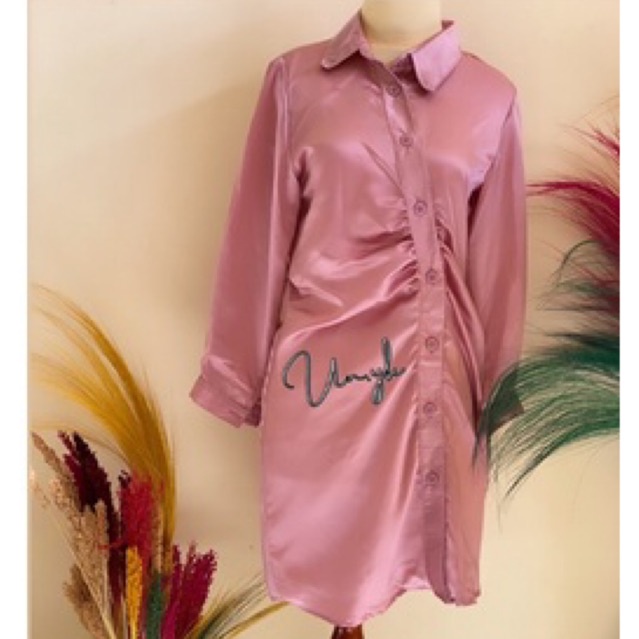 SALE Slim Dress Rose Gold Atasan Satin