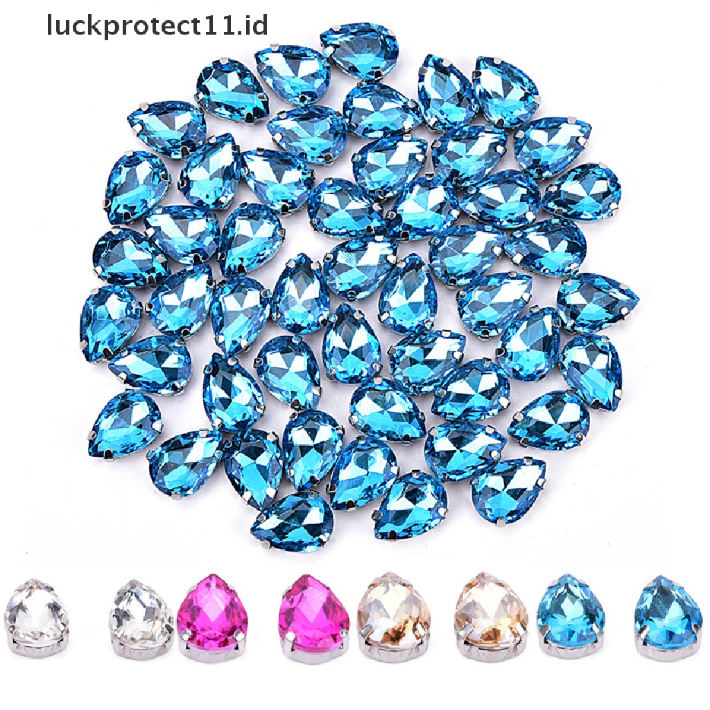 /Fashion Hot// Fashion// 50x Tetes Air Kaca Berlian Imitasi DIY Aksesoris Pakaian Aplikasi Jahit Di.