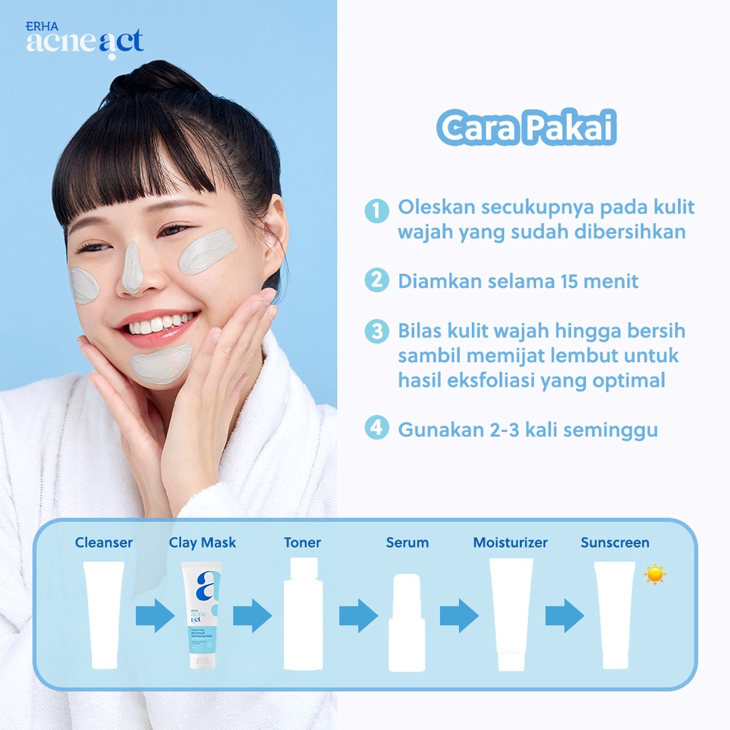 ERHA Acneact Triple Clay Blackhead Exfoliating Mask - Masker Komedo Wajah