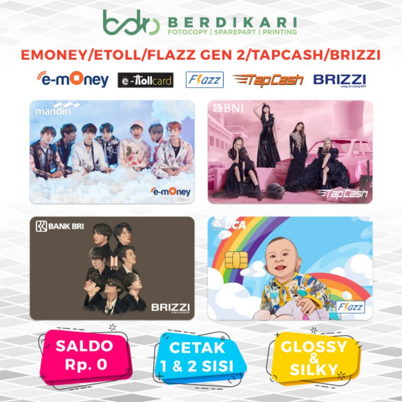Custom E-toll Makassar 2 sisi Mandiri /BNI (PO 2-3 hari) support nfc (e-money, Tapcash)