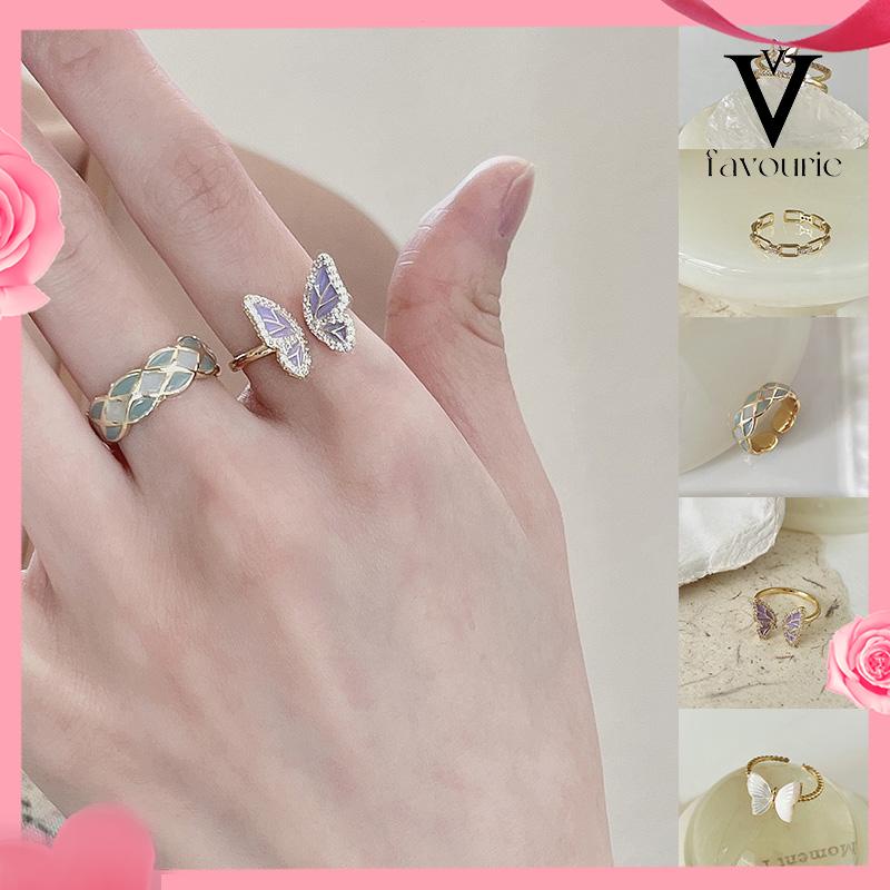 CODCincin Kupu-kupu Wanita Desain Niche Cincin Unik Mutiara kelas atas-FA