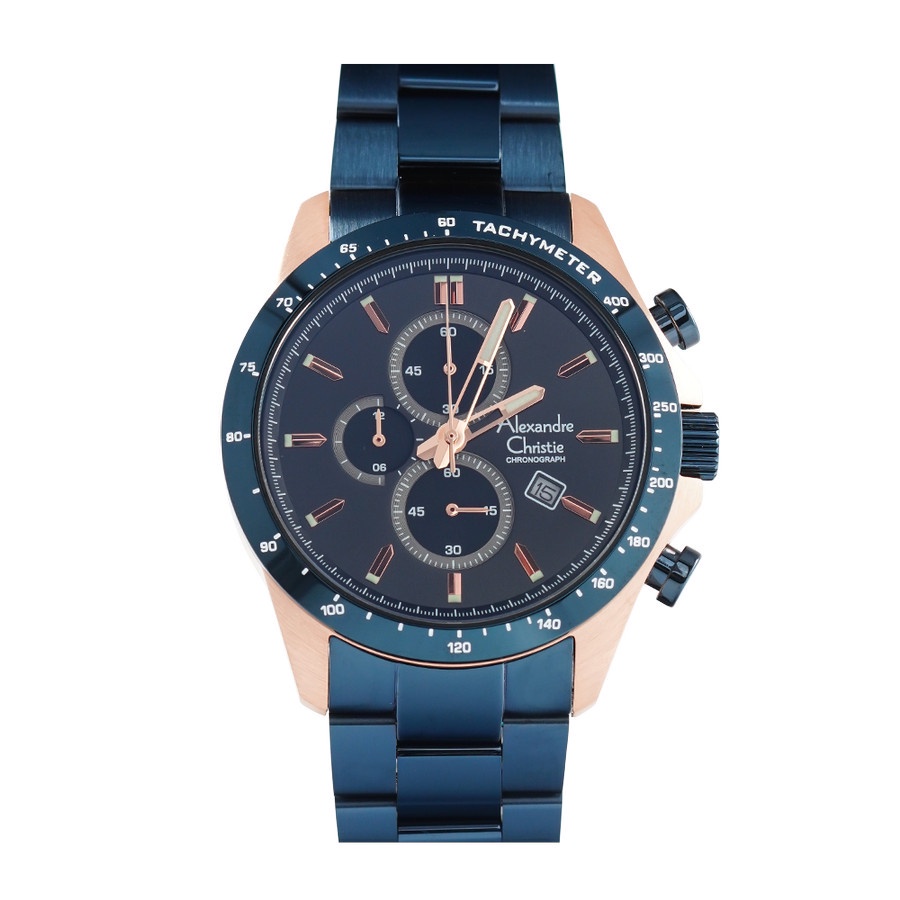 Jam Tangan Alexandre Christie Pria AC 6630 / AC6630 Rantai Blue RoseGold Original