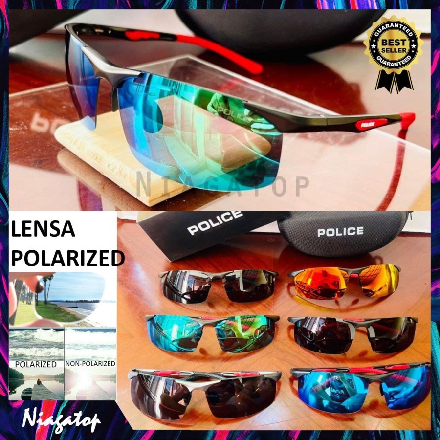 Kacamata Police Pria Sporty Frame 1910 Lensa Polarized Anti Silau & UV