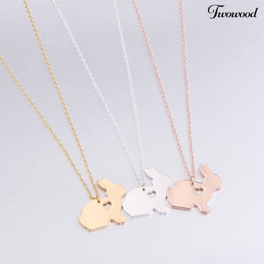 Twowood Simple Bunny Pendant Grafir Hati Klavikula Rantai Kalung Klavikula Untuk Paskah