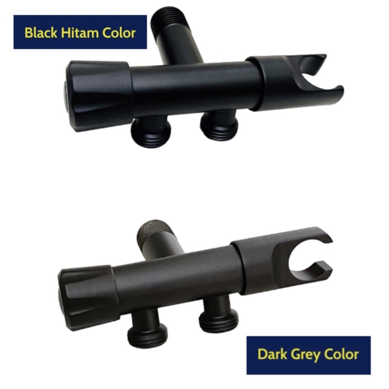 Toilet Shower Bidet Set - Kran Cabang Jet Shower Cebok Kloset Paket Hitam Black Gun Grey