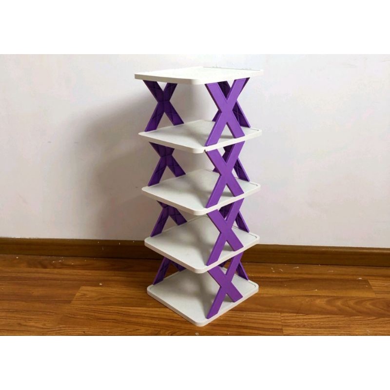 Rak Sepatu Ungu Plastik 5 Susun//Rak Ungu Plastik//Rak Sepatu Susun