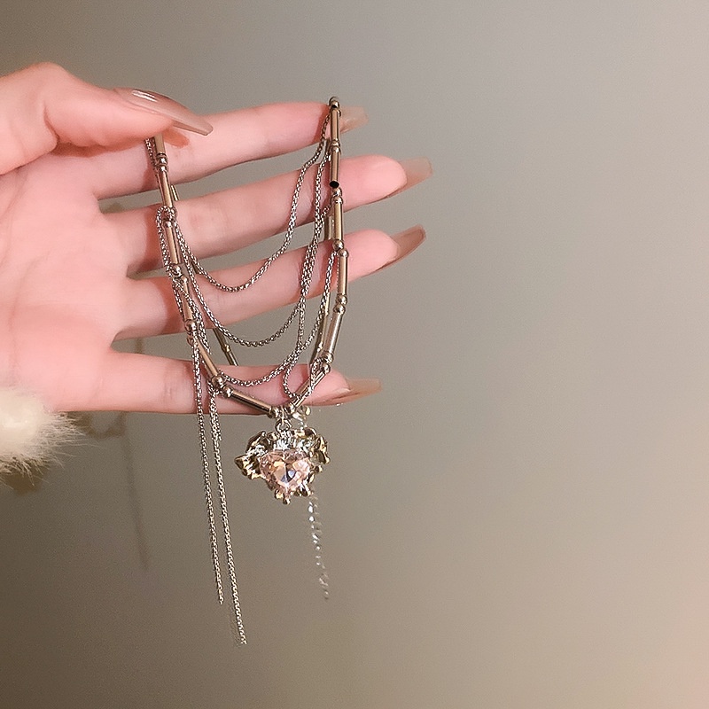 Aksesoris Kalung Fringe Bertatahkan Berlian Fashion Rantai Klavikula Temperamen Kepribadian