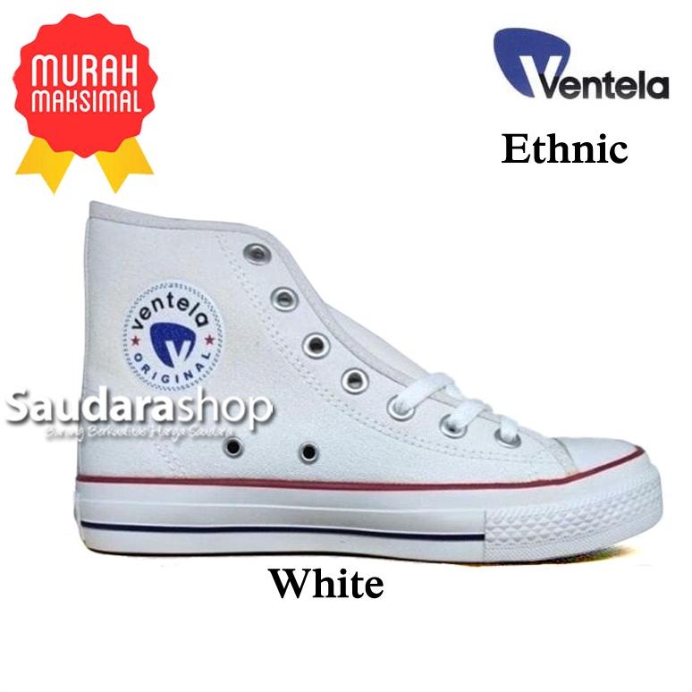 Sepatu Ventela Ethnic White High/ Sepatu Ventela Ethnic Putih HC