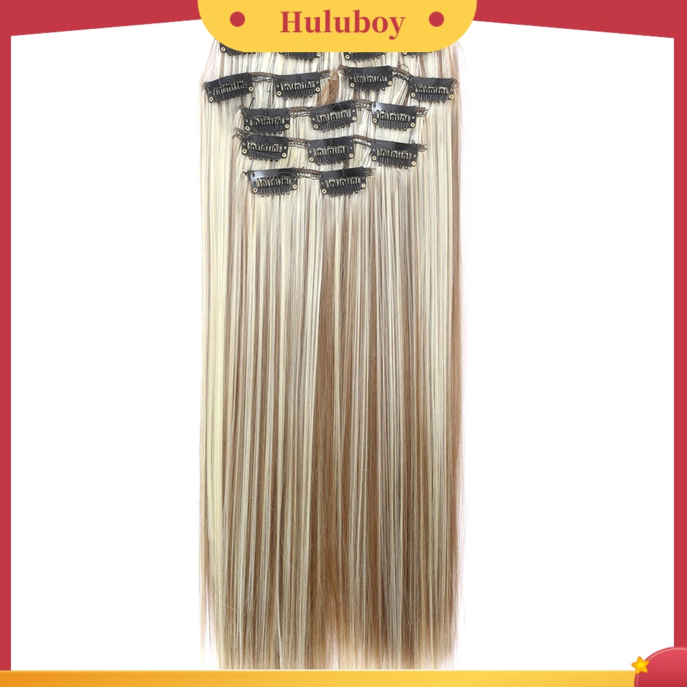 Wig Rambut Extension Model Panjang Keriting Lurus Dengan 16 Klip Untuk Wanita