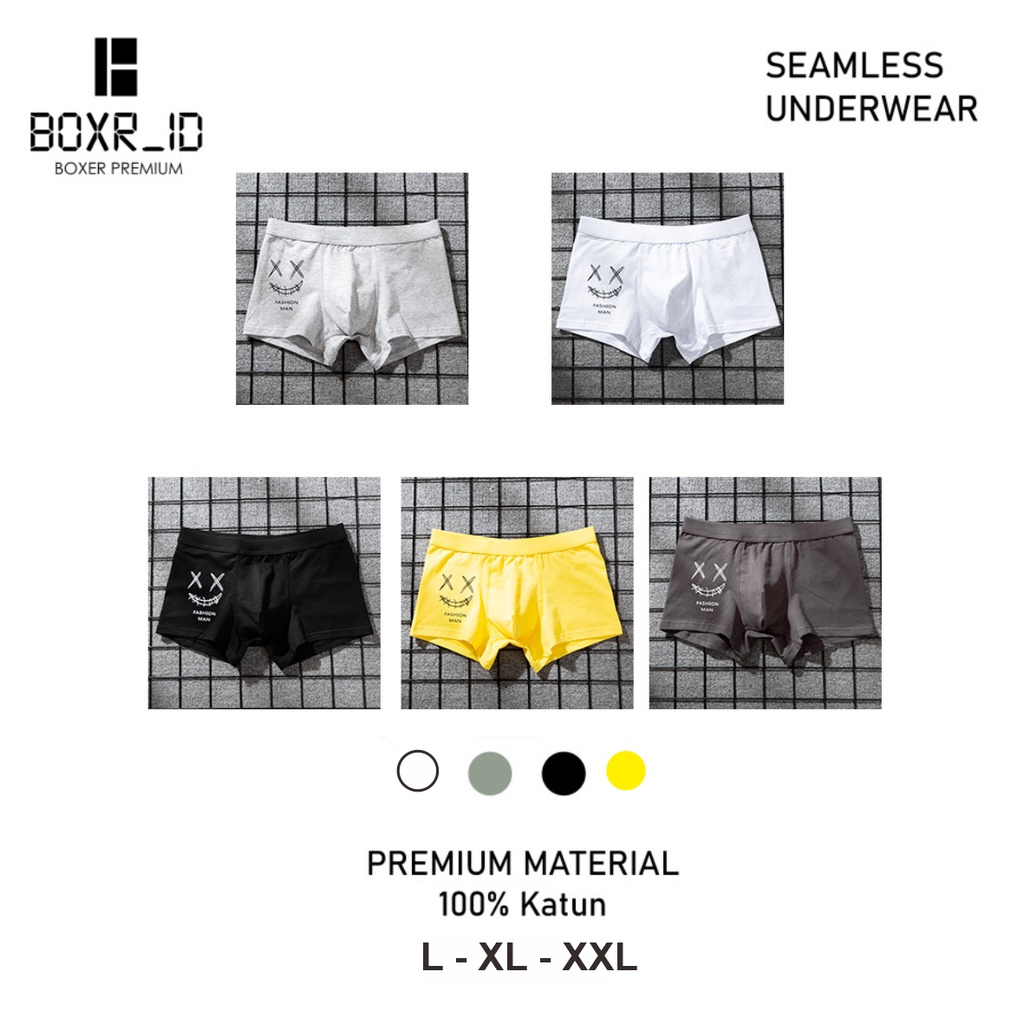 BOXR_ID - Celana Dalam Boxer Pria Katun Motif Emoji Isi 3