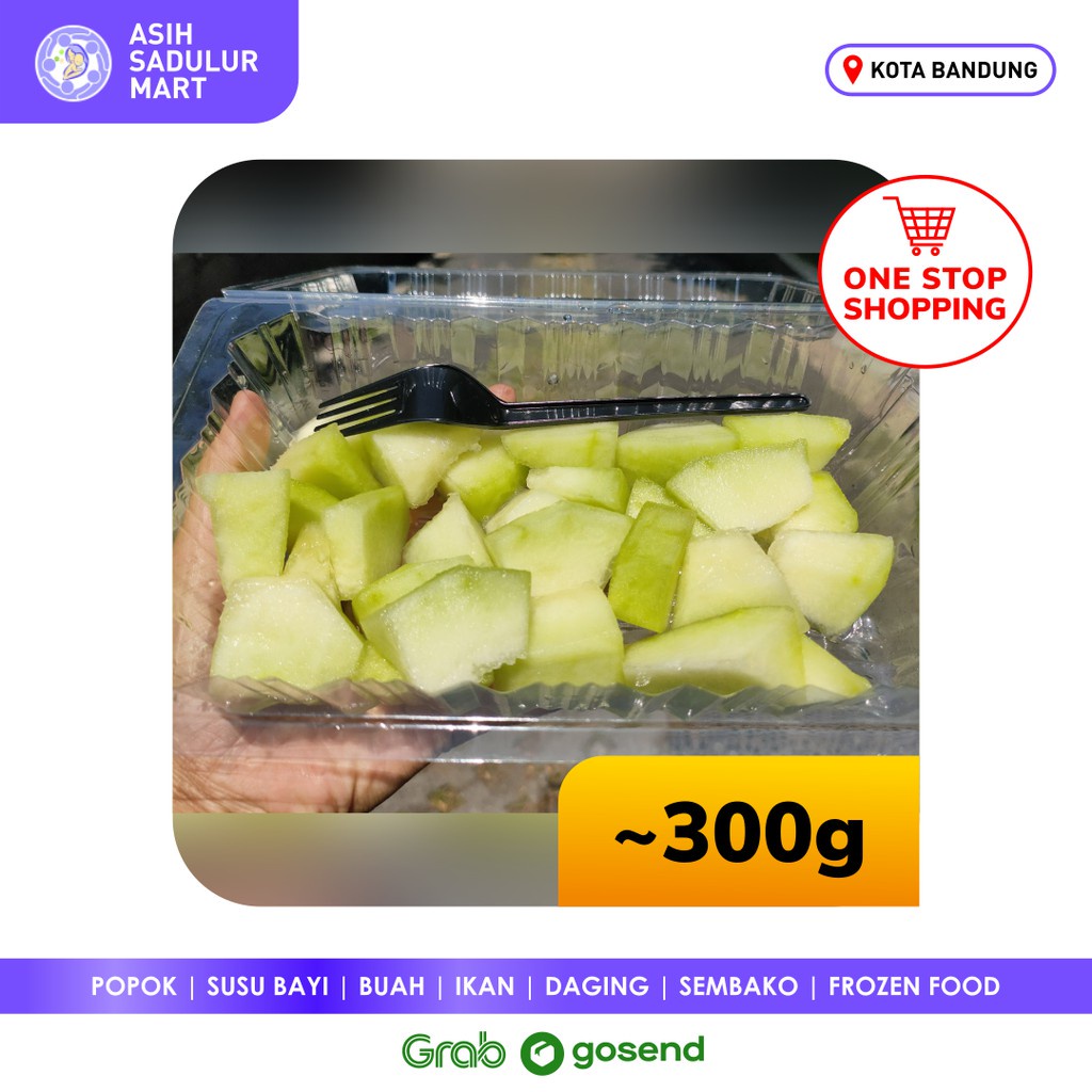 Buah Melon Potong 300gr Promo Grab Gosend Bandung