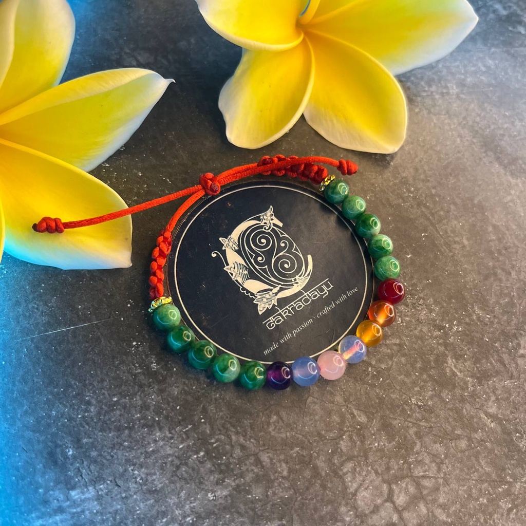 Gelang Cakra 7 Batu Kristal dengan Giok - Gelang Energi Chakra untuk Kesehatan dan Daya Tahan Tubuh