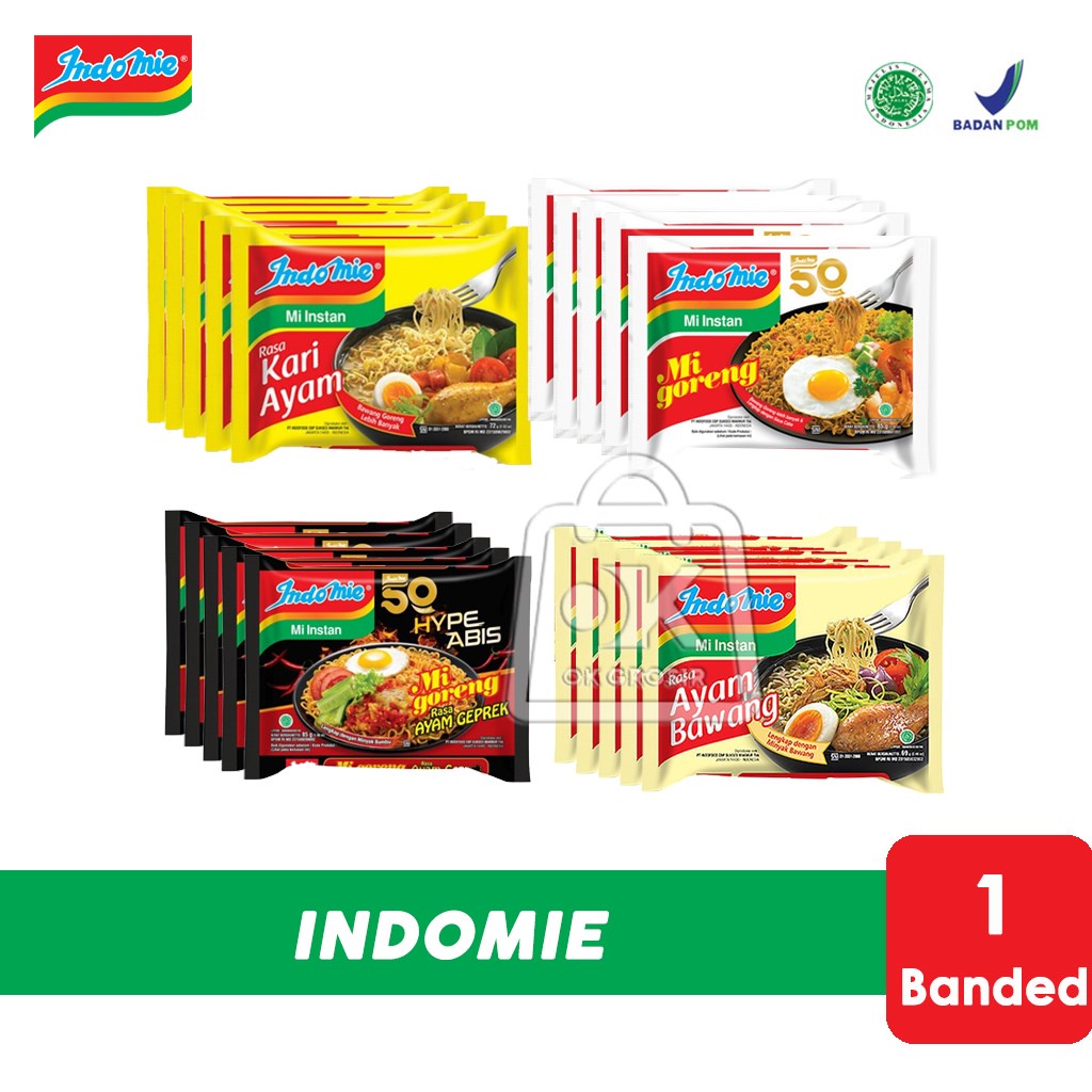 

Indomie Mie Instan Goreng / Indomie Kuah (1Banded isi 5pcs)