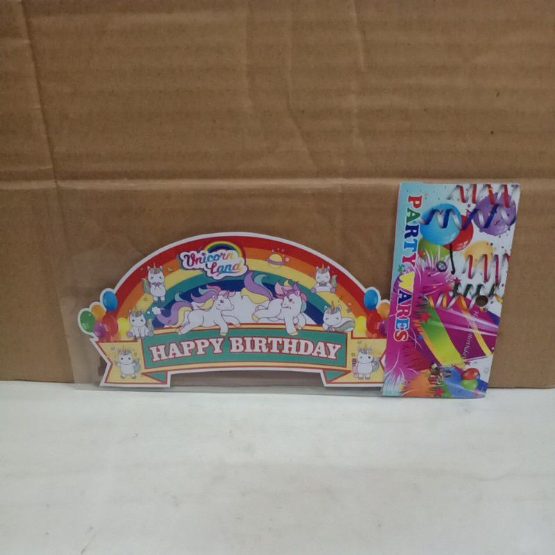 Hiasan Kue Cake Topper Unicorn Land Happy Birthday