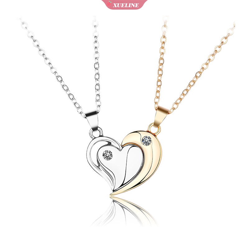1pasang Dari Pasangan Kristal Berbentuk Hati Kalung stainless steel Desain niche Sederhana Liontin Perhiasan Hari Valentine2021Populer [ZXL]